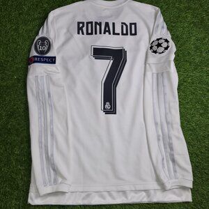Cristiano Ronaldo Real Madrid 2015 2016 Long Sleeve UEFA FINAL Soccer Jersey M